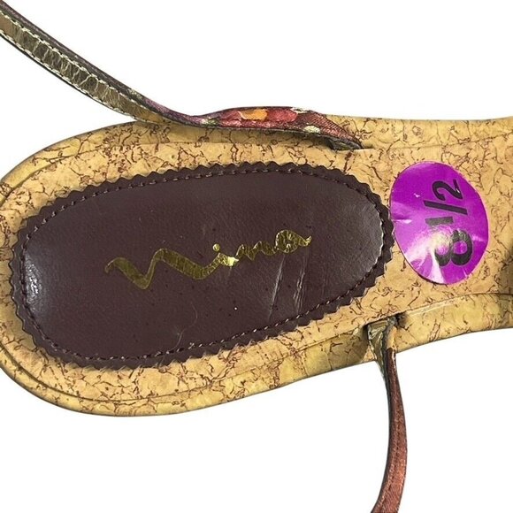 Nina Womens 8.5 Brown & Gold Open-Toe Heels With Ankle Strap - Picture 10 of 11